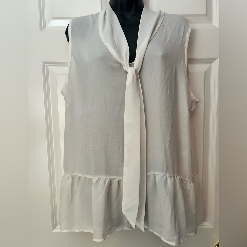NWOT Off White Tie-Front Peplum Blouse